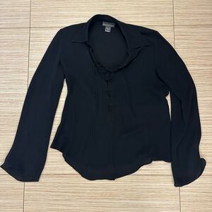 Banana Republic Black Lace-Up Blouse